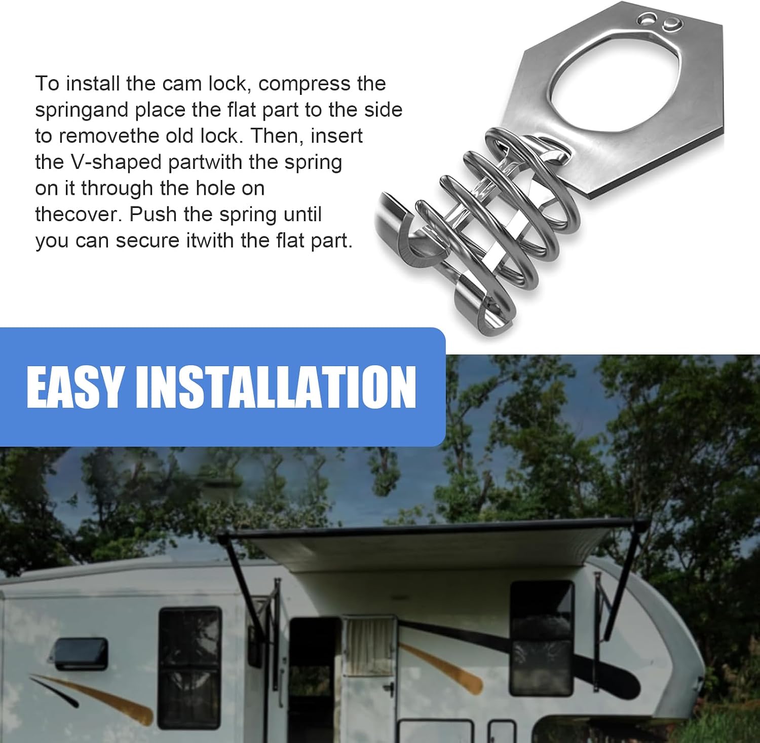 2 PCS RV Water Heater Latch Cam Lock, Stainless Steel Camper Water Heater Fastener, RV Water Heater Door Latch Assembly Replacement Parts, Universal for Rvs Camper (Silver)