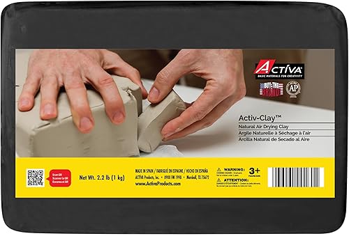 Activa Activ-Clay, arcilla natural autoendurecida al aire, color negro, 2.2 libras (2.2 lbs), gran arcilla multiusos para arte, manualidades y