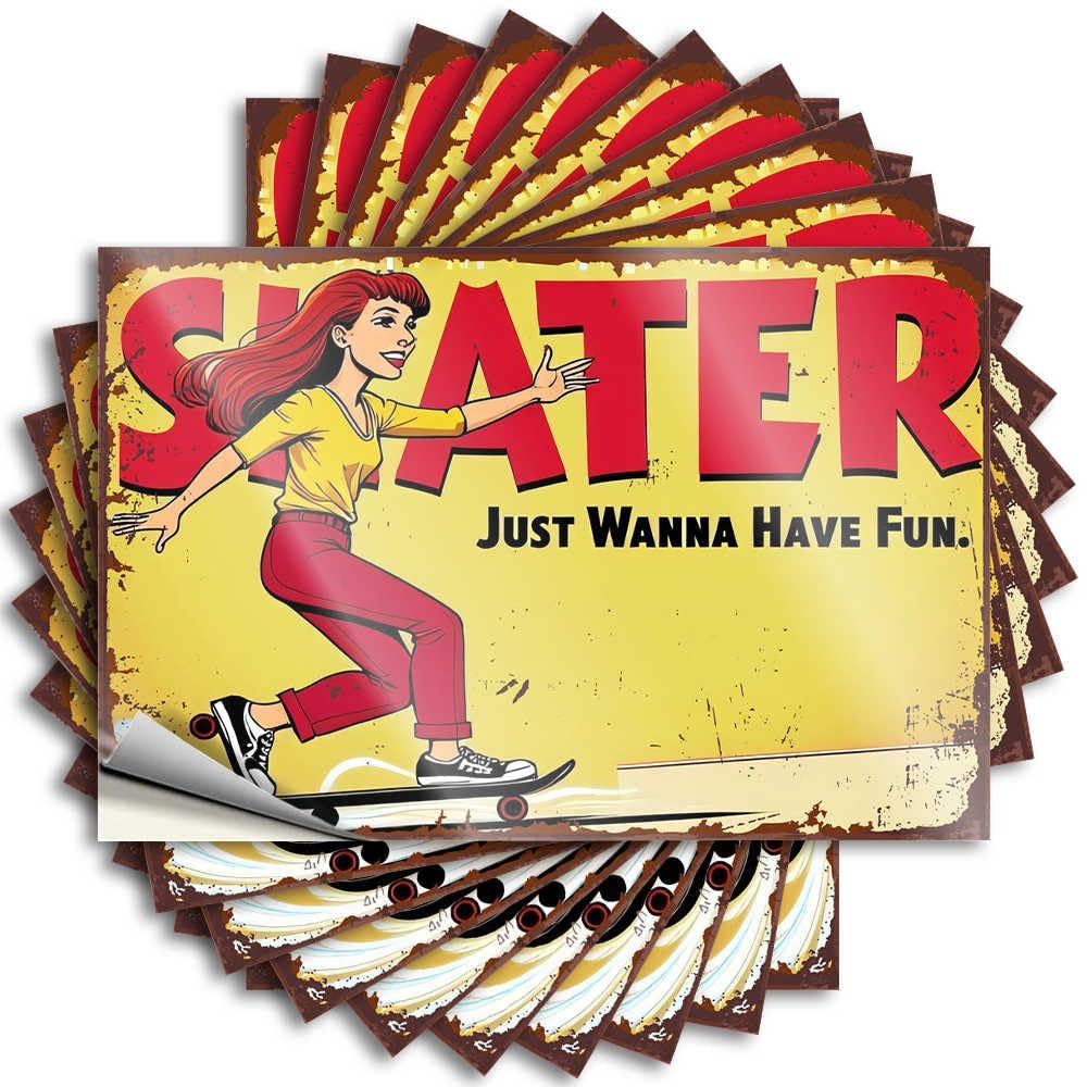Backyard Accessories Bumper - Encouragement Items Wall Skater Girl: Fun On Wheels(8X12CM)