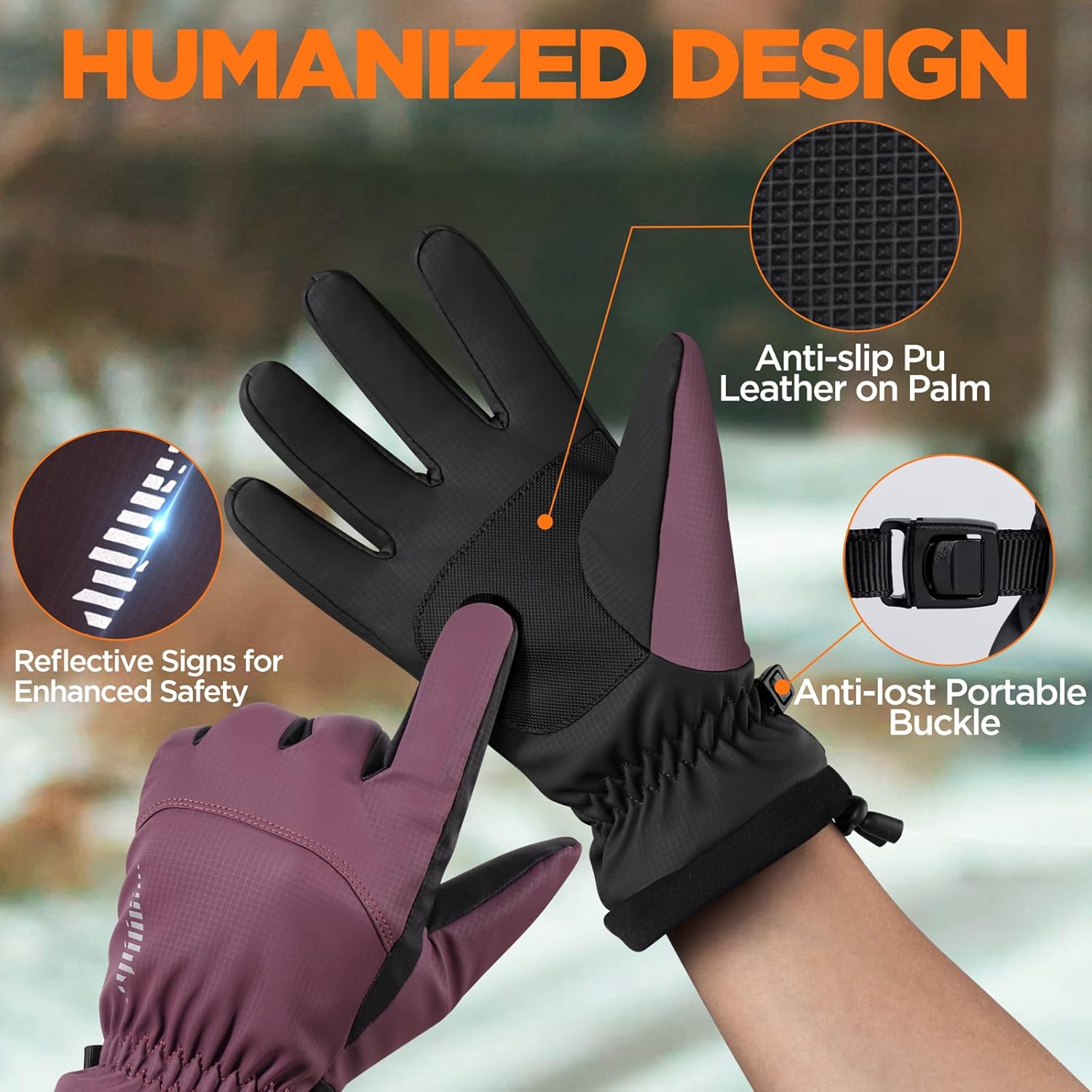 rivmount Winter Waterproof Ski Snow Warm Gloves for Women Men, Windproof Cold Weather Thermal with Touchscreen Fingers, for Running Driving Cycling Hiking Biking Outdoor Sports Daily Work - Image 5