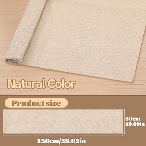 Miniatura 2 de Tela de costura de lino de color natural, (59 x 19 pulgadas), tela de lino de gran tamaño, tela de lino para hacer ropa, manualidades, tapicería,