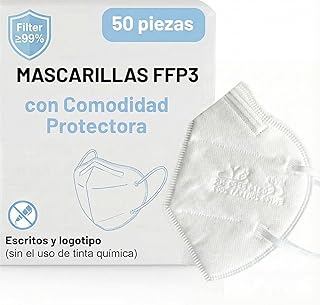 50 Máscaras aprovadas com certificação CE, máscara FFP3 sem válvula de 5 camadas, máscara contra pó e partículas, máscar...