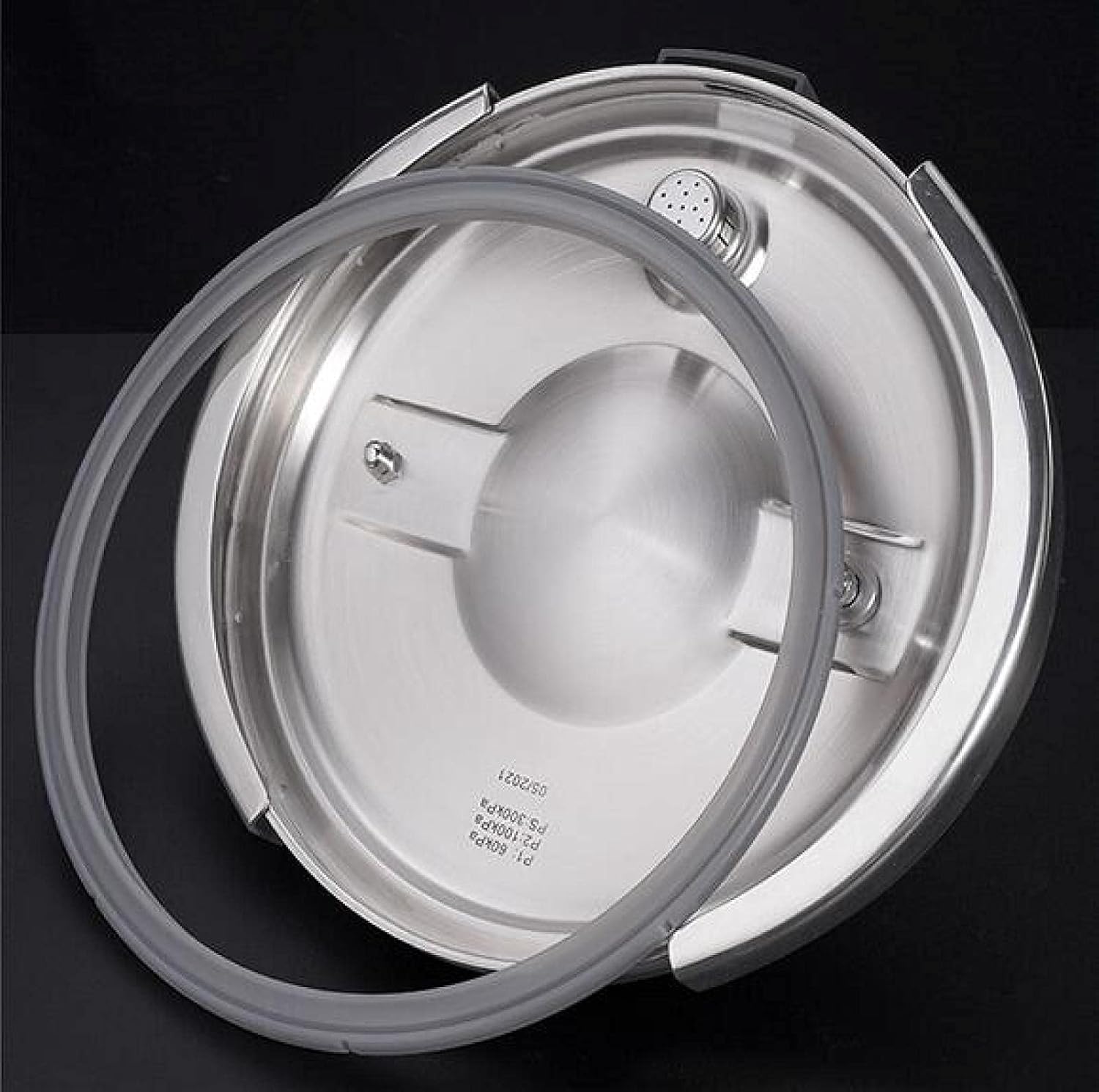 Large Capacity High Pressure Cooking Pot,304 Stainless Steel Explosion-Proof Pressure Cooker Suitable for Home Gas Induction Cooker,Silver-7L