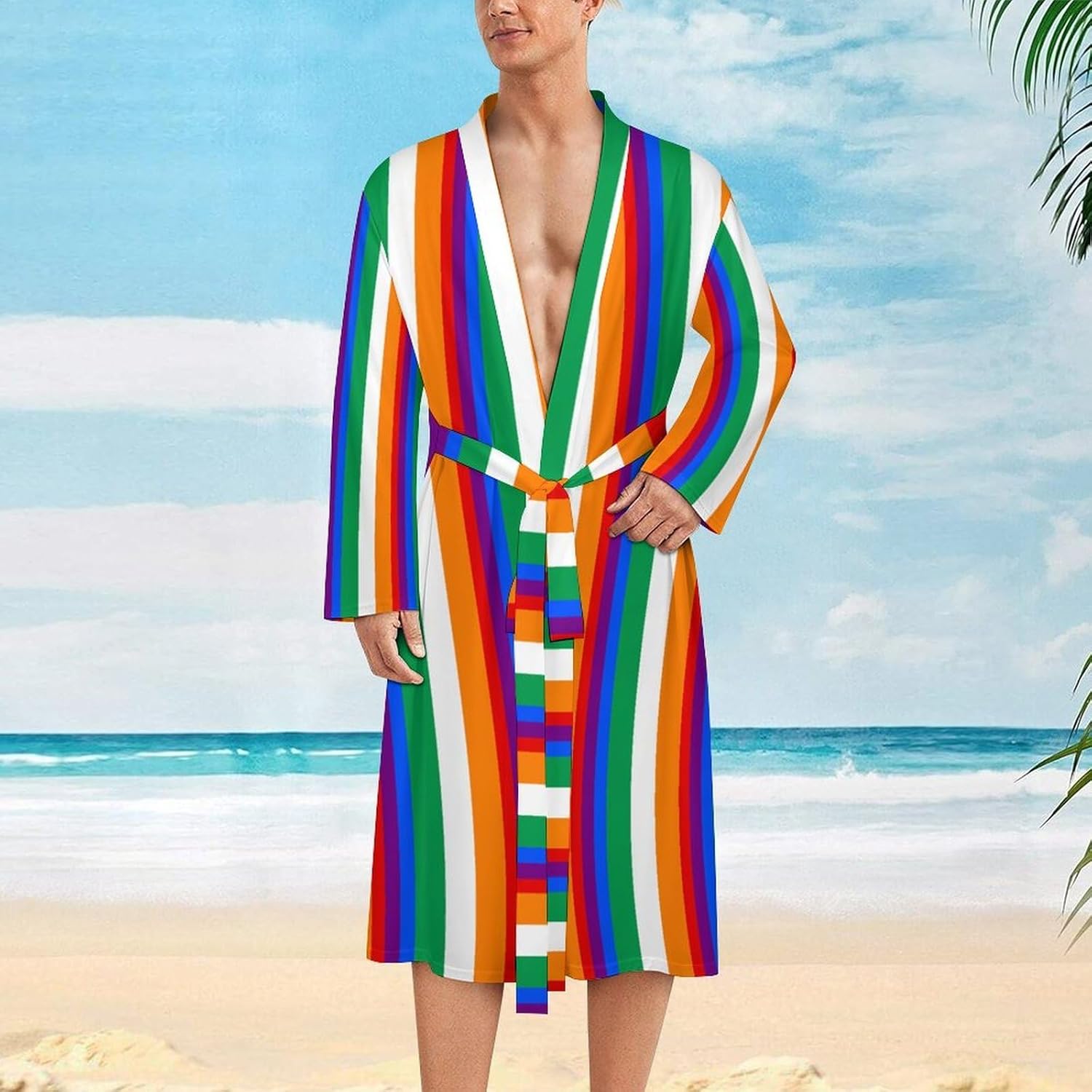 Irish LGBT Rainbow Flag Mens Robe Long Bathrobe for Women Bath Robes Lightweight Soft Printed Sleepwear