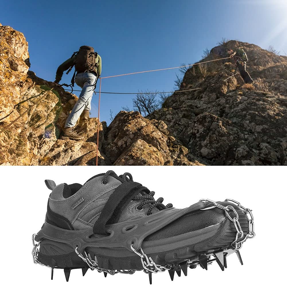 Leapiture 1 Pair Crampons Winter Shoe Traction Spikes Snow Ice Conditions Crampons Ice Grippers Winter Shoes for Hiking Climbing (Gray)