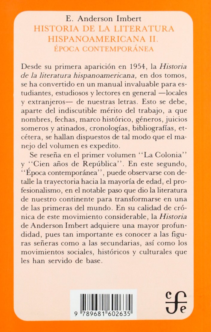 Historia Literatura Hispanoamericana, Ii - Epoca Contemporanea: 156 (Breviarios)