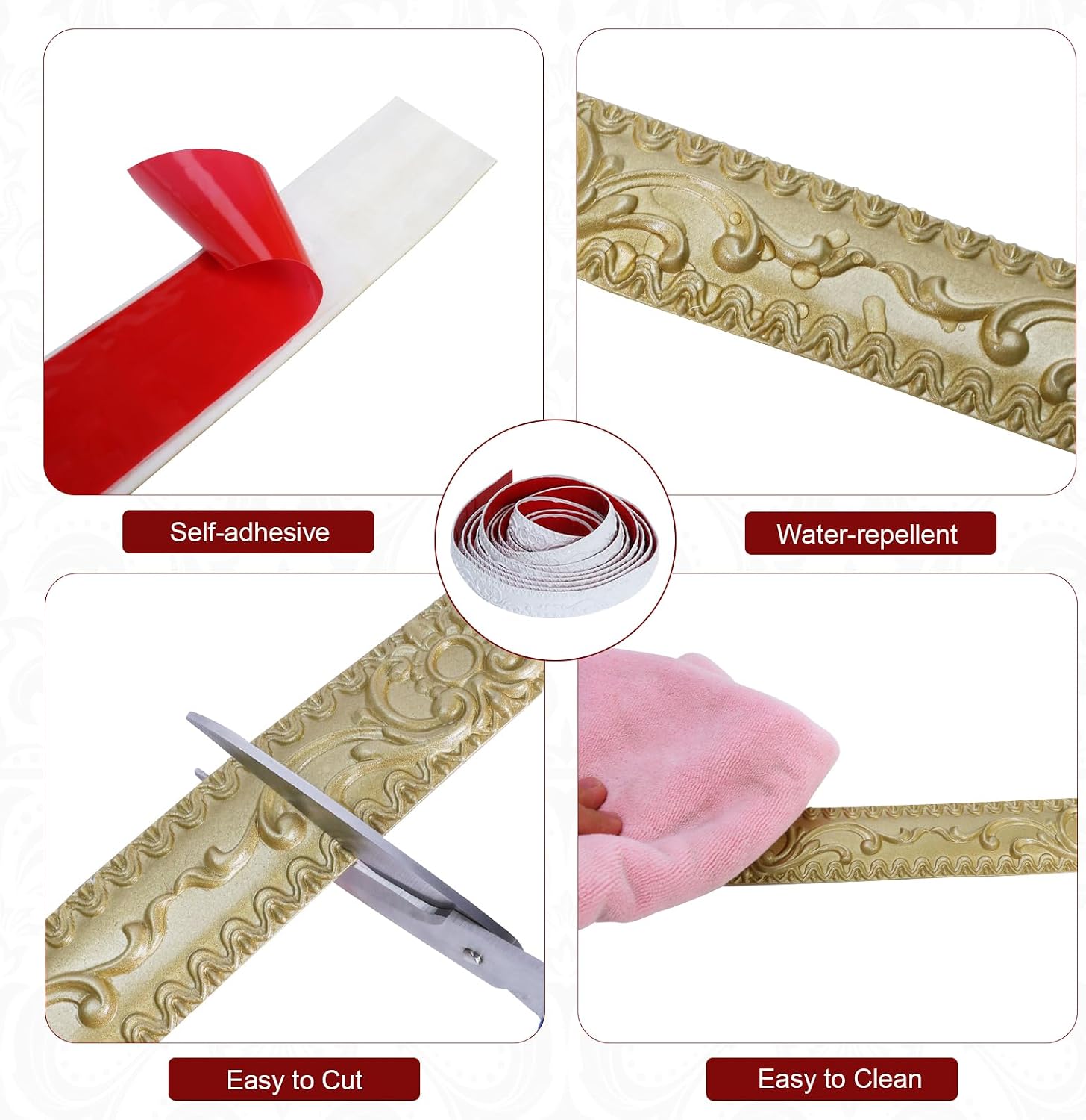 Storystore Molding Trim Wall Trim, 1.4 in x 19.7 FT Peel and Stick Wall Molding for Mirror Frames, Furniture, Ceiling Decor (Champagne Gold)