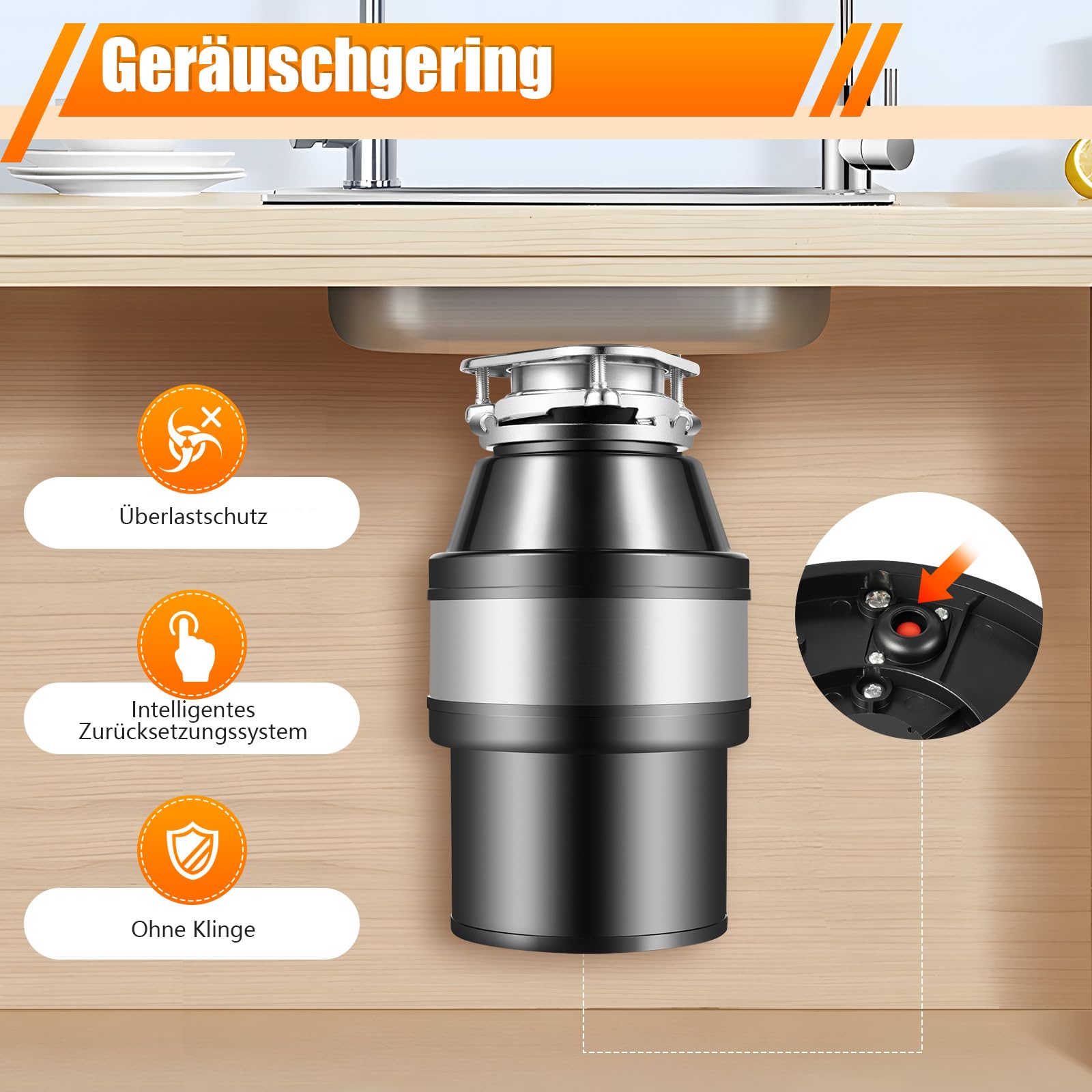 Trituradora de residuos de cocina, 1,2 l, 560 W, triturador de residuos de cocina, trituradora de residuos de alimentos, trituradora de residuos domésticos, eliminación de residuos de