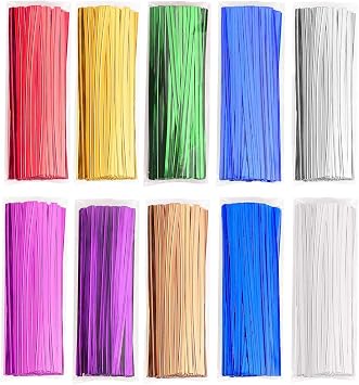 1000 Pcs Metallic Twist Ties 10 Colors Twist Tie 4 Bread Ties Twist Ties for Bags Foil Twist Ties Bag Ties Colorful Twist Ties for Party Gift Wrapping Bags Cellophane Treat Bags Bread Candy Bags