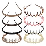 CIEHER 8PCS Zig Zag Claw Comb Headbands, Flex No Pressure Headbands for Glasses Wearers, Plastic Hair Bands with Teeth - Color 1