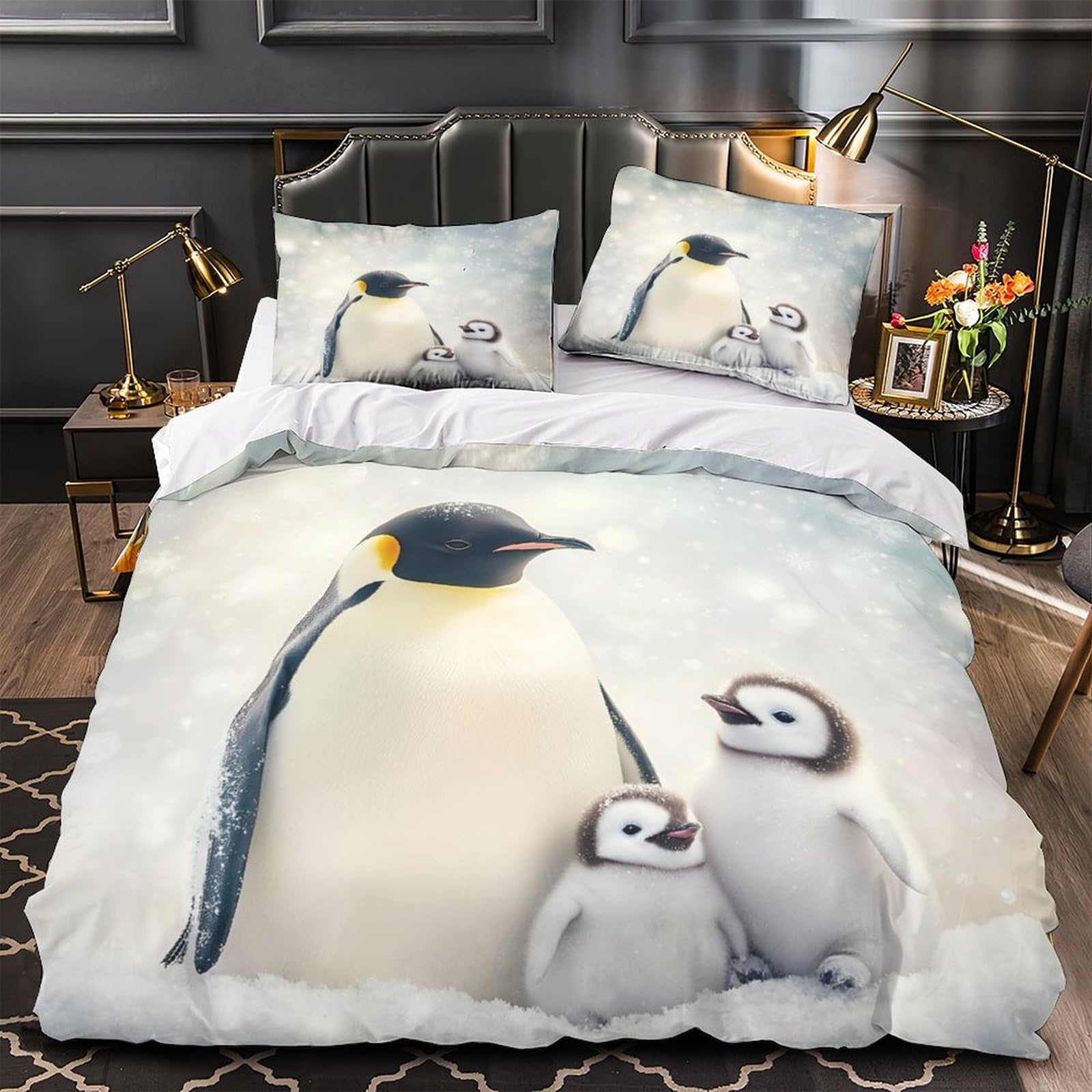 Housse de couette pingouin microfibre anti-tache et hypoallergénique pour un lit sain