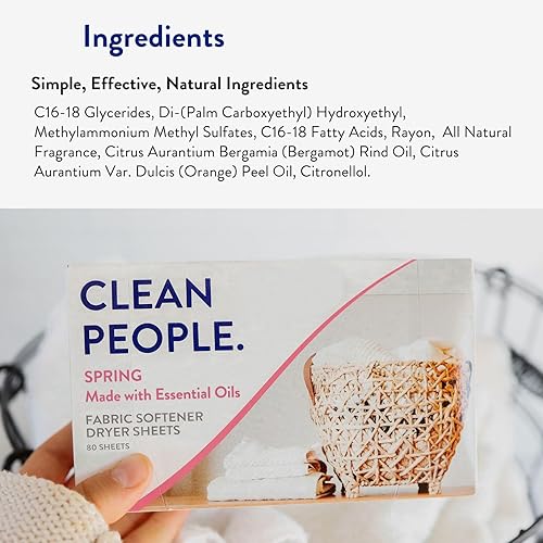 Miniatura 8 de The Clean People Hojas para secadora suavizantes de tela, suavizan y eliminan la adherencia estática, veganas, hechas con aceites esenciales, aroma