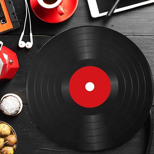 Miniatura 3 de Paquete de 48 manteles individuales de papel de registro para fiestas de los años 50, manteles individuales desechables para discos retro,