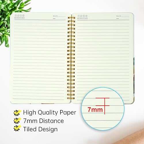 Miniatura 4 de Mlife 1 paquete de cuaderno en espiral para mujer, cuaderno robusto de tapa dura de 8.5 x 6 pulgadas con bolsillos, 160 páginas forradas, papel