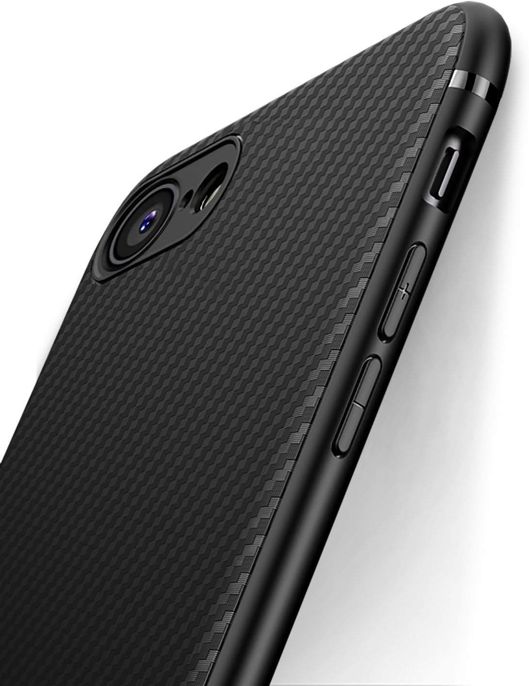 J Jecent iPhone 8 Case, iPhone 7 Case, [Carbon Fiber Texture Design] Light ShockProof Brushed Rugged Grip Cover Slim Simple Stylish Soft TPU Silicone Bumper Case for iPhone 7 4.7 Inch (Black)
