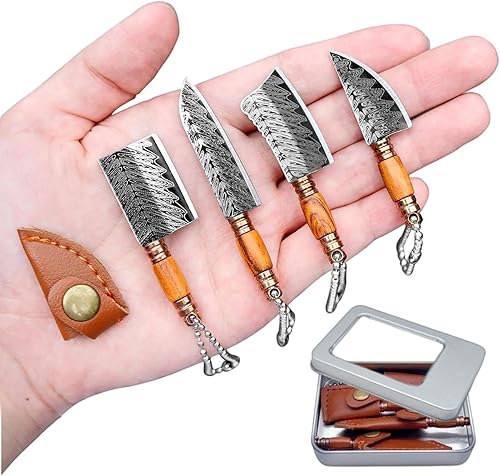 Liberal Brightdeer Juego de mini cuchillos, mini juego de cuchillos de bolsillo, cuchillo pequeño mini cuchillo de chef EDC con funda para abridor