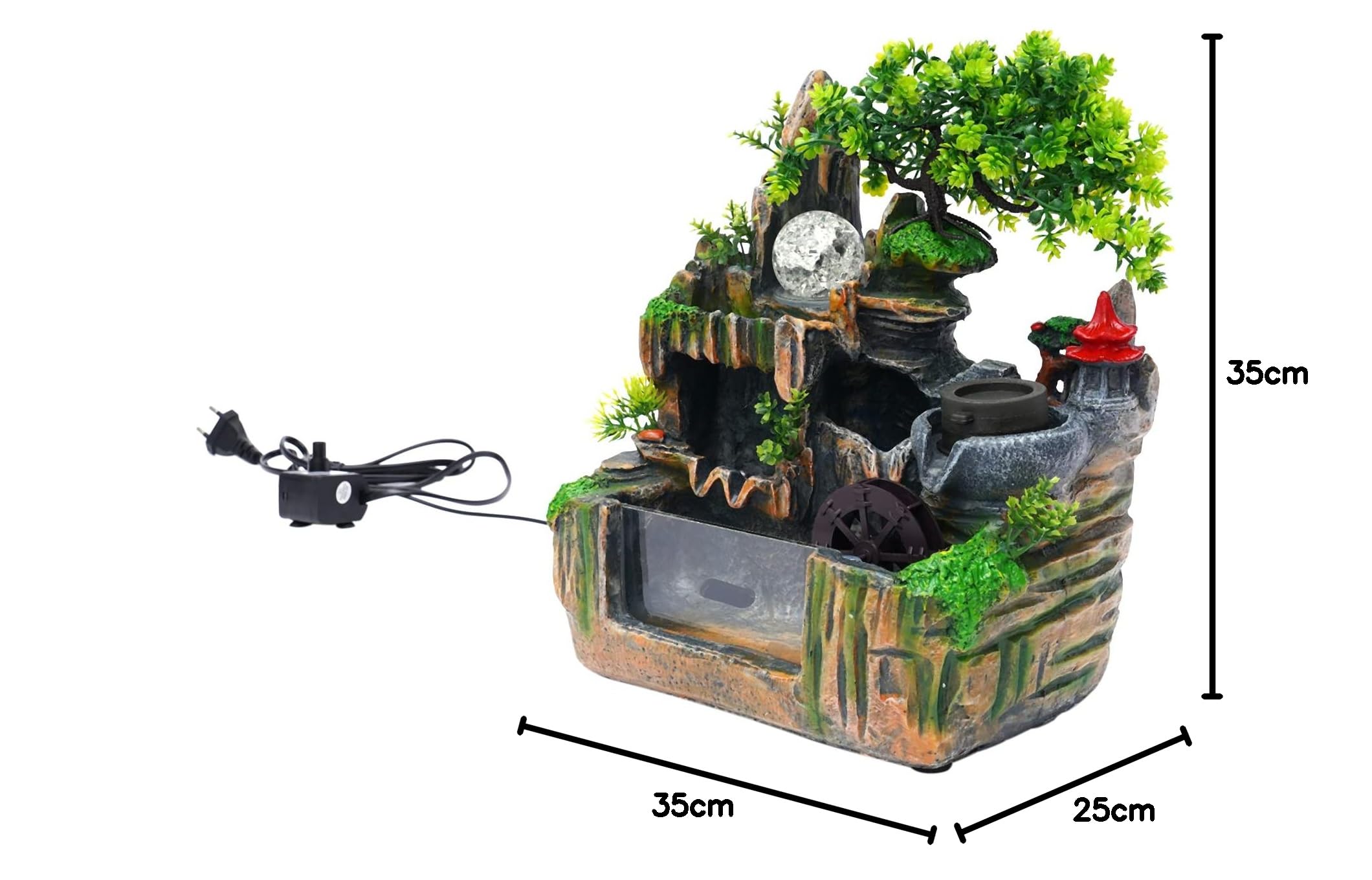 Fontana da scrivania a cascata, set di fontane per interni con spina di alimentazione e pompa, fontana da tavolo, giardino, cascata, pianta, spruzzo, decorazione desktop per ufficio, casa