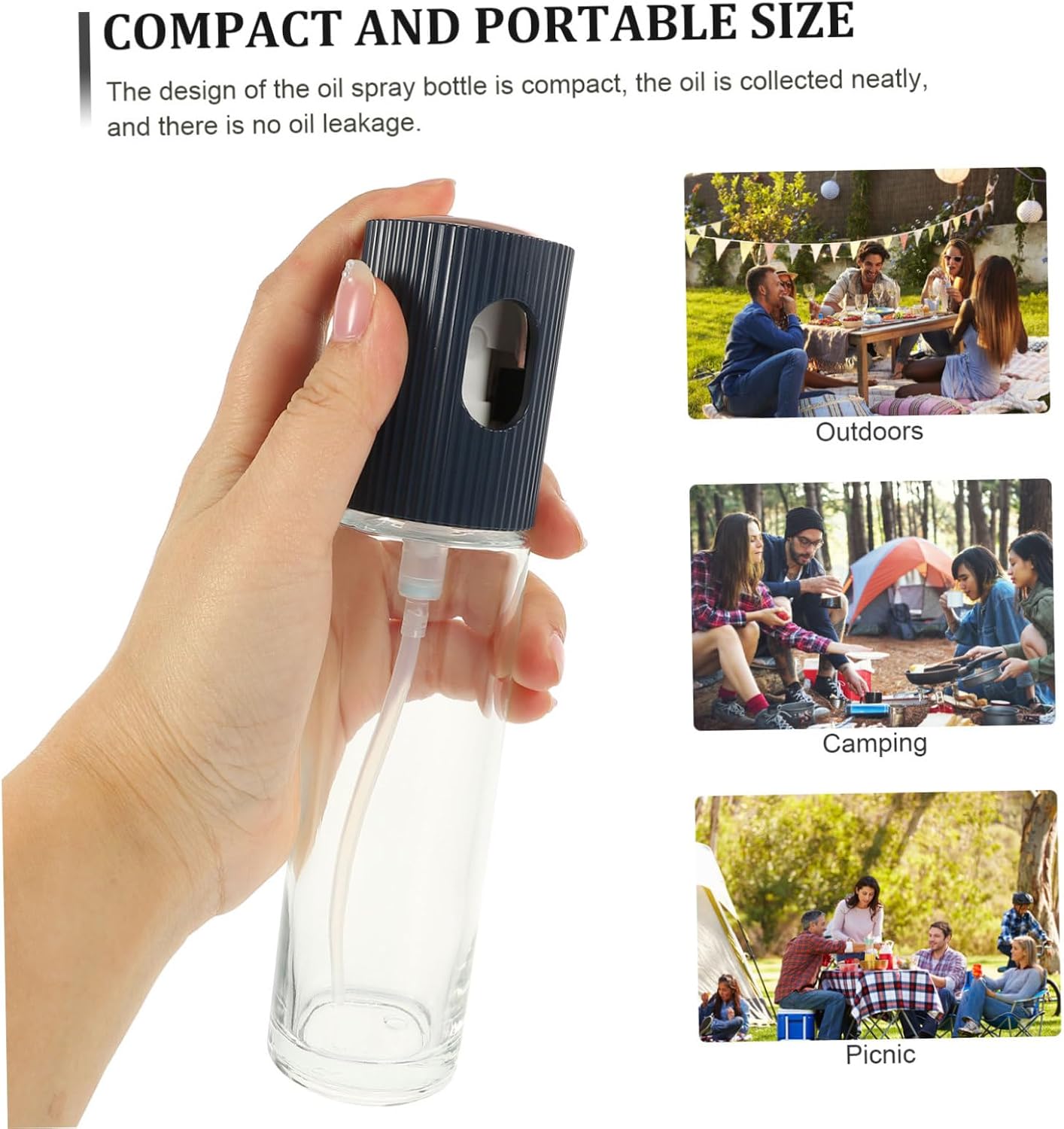 SECFOU Oil Spray Bottle for Cooking Reusable Glass Oil Dispenser with Nozzle Vinegar Soy Gadget for Healthy Cooking and Barbecue