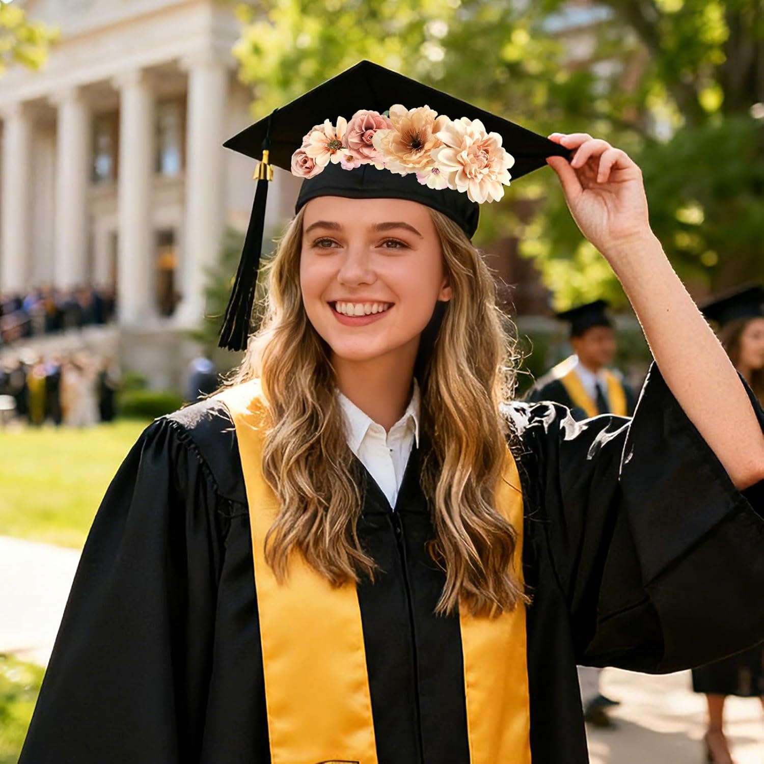 Fake Flower Heads Mini Artificial Flower Nude Color Faux Dahlia Rose Flowers for Crafts Cake Blossom Wreath Bouquets for Wedding Bridal Party Baby Shower Graduation Season Home Decor - Image 4