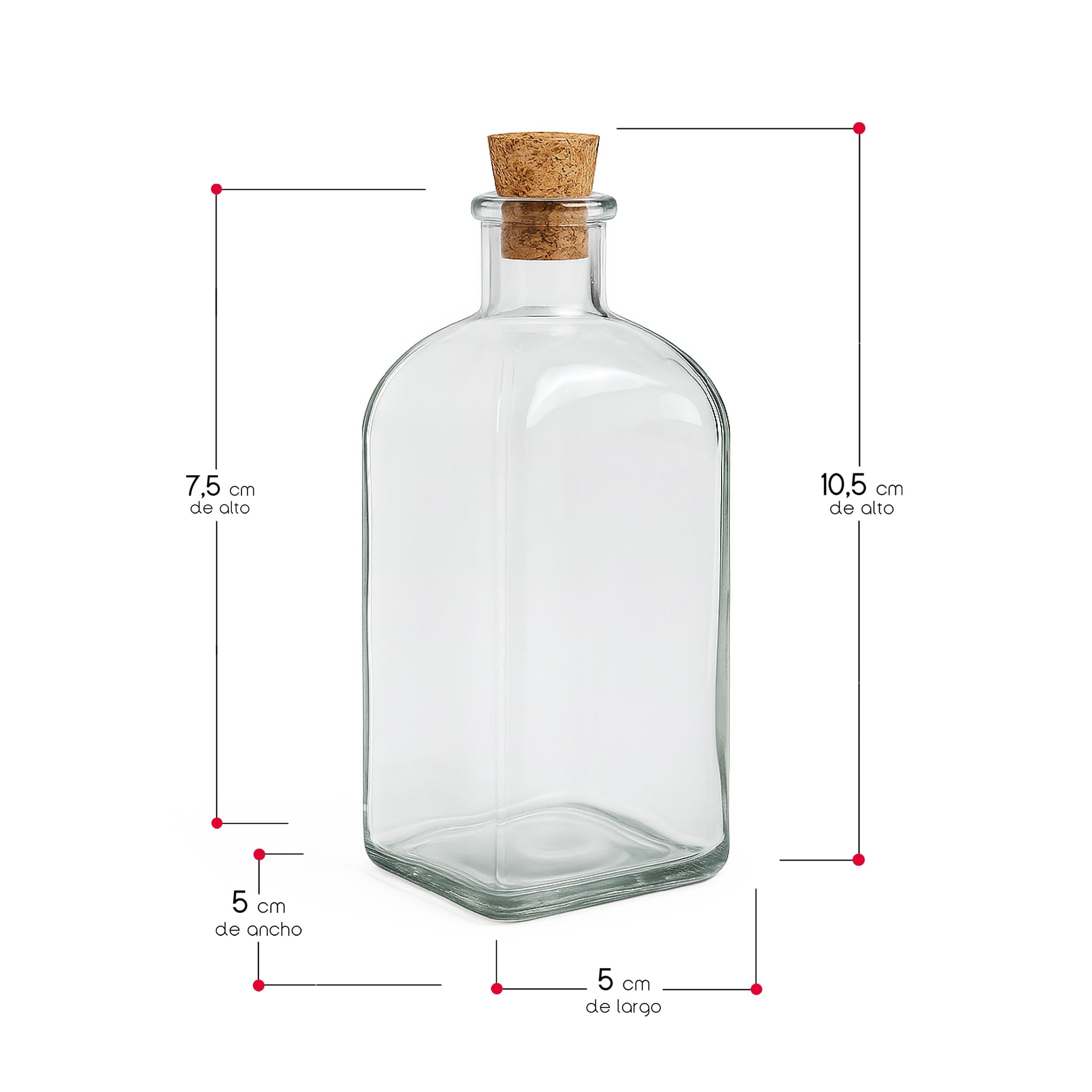 Botella de Cristal Frasca Pack 24 Frascos de Vidrio con Tapon de Corcho Transparente 125 ml