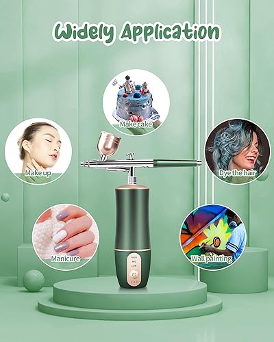 Miniatura 6 de Kit de aerógrafo con compresor, juego de cepillo de aire inalámbrico portátil recargable, juego de pistola de aerógrafo de mano para arte de uñas,