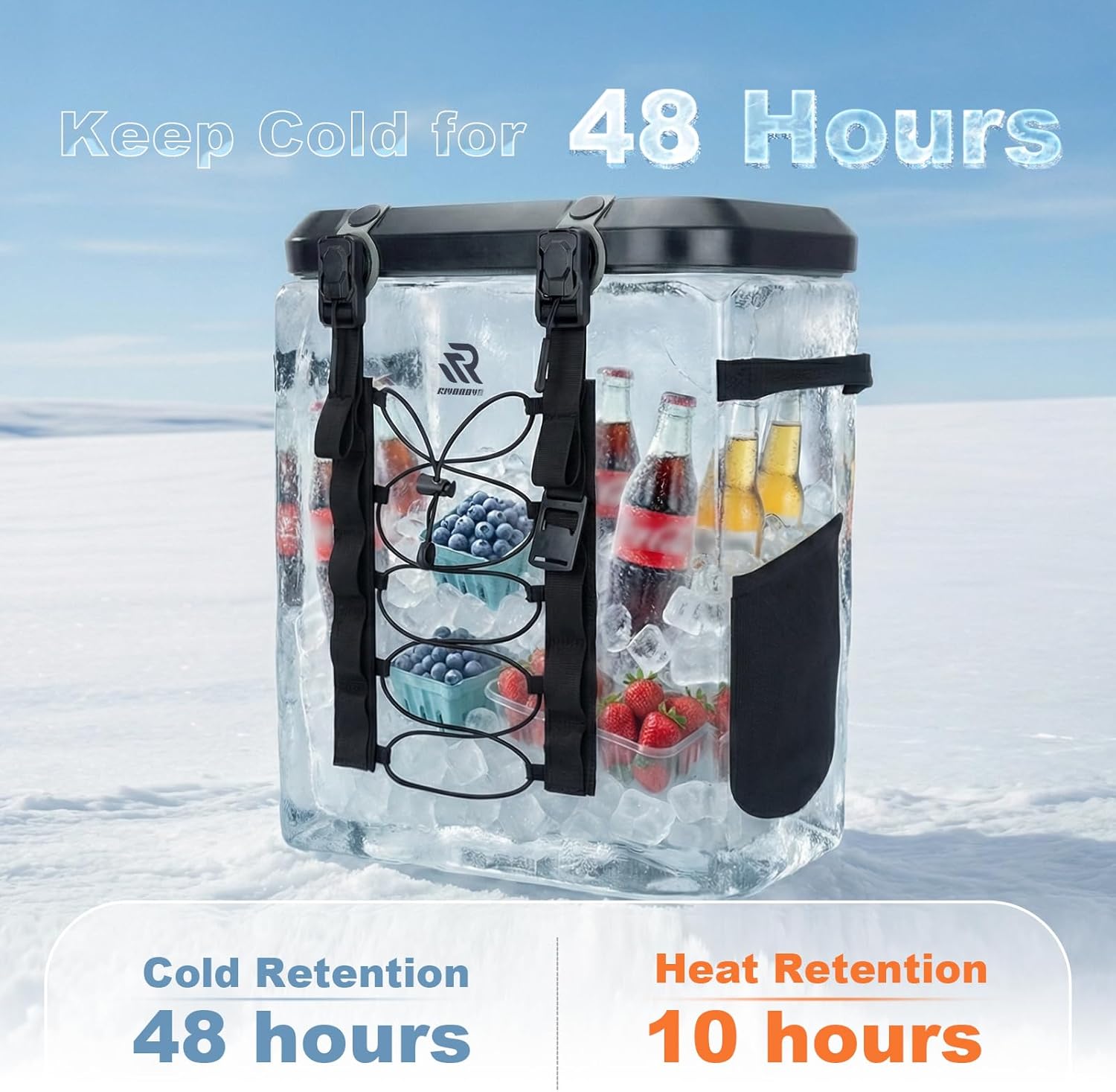 Zipperless Magnetic Cooler Backpack 30 Can, 48H Insulated Leakproof Soft Cooler with One-Hand Lid, Premium Waterproof TPU Cooler for Camping Fishing Gift for Men & Outdoor Lovers - Image 2