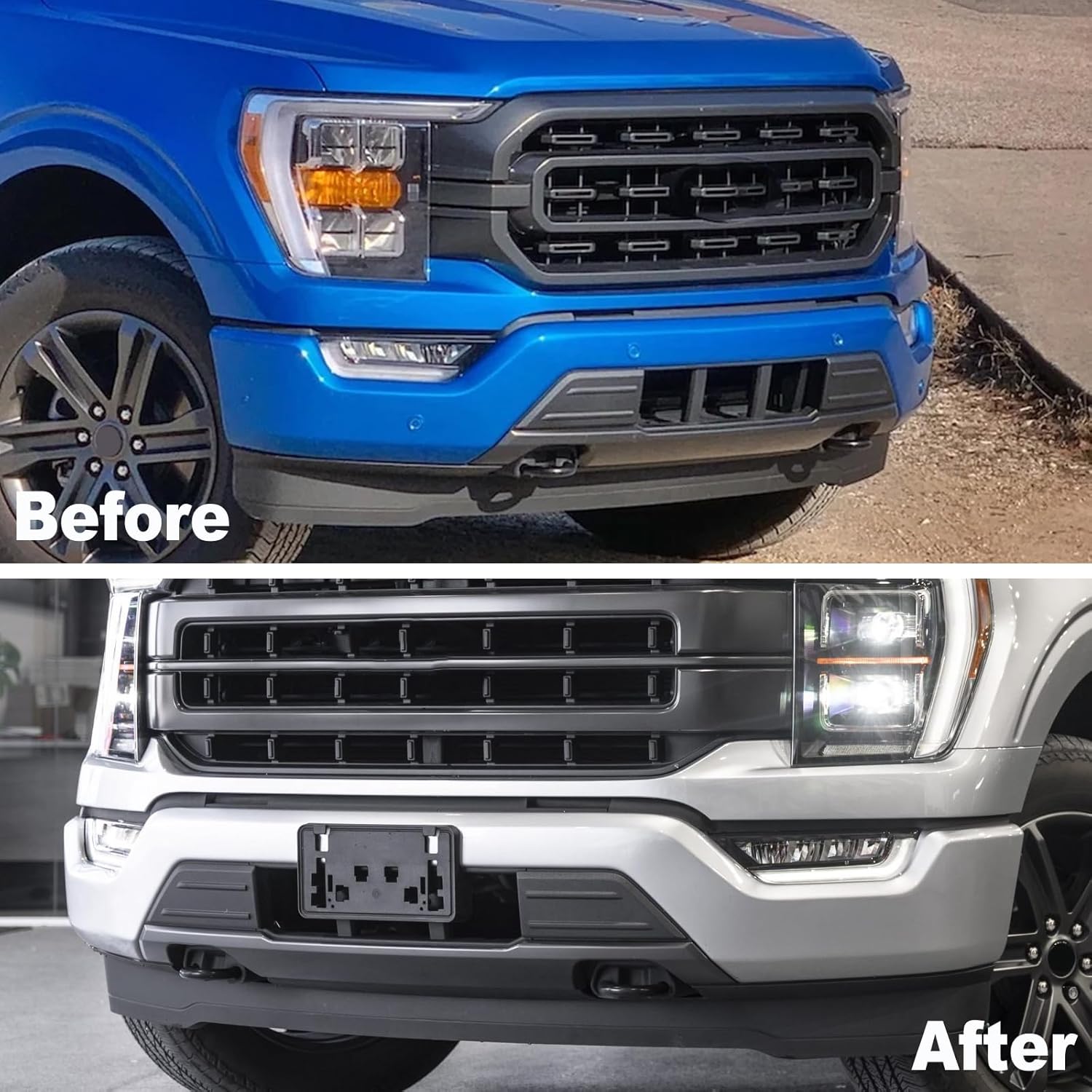 Front Bumper License Plate Frame Bracket Holder Compatible with 2021 2022 2023 Ford F150 2.7L, 3.0L, 3.5L V6 Accessories,Replace #ML3Z-17A385-BB