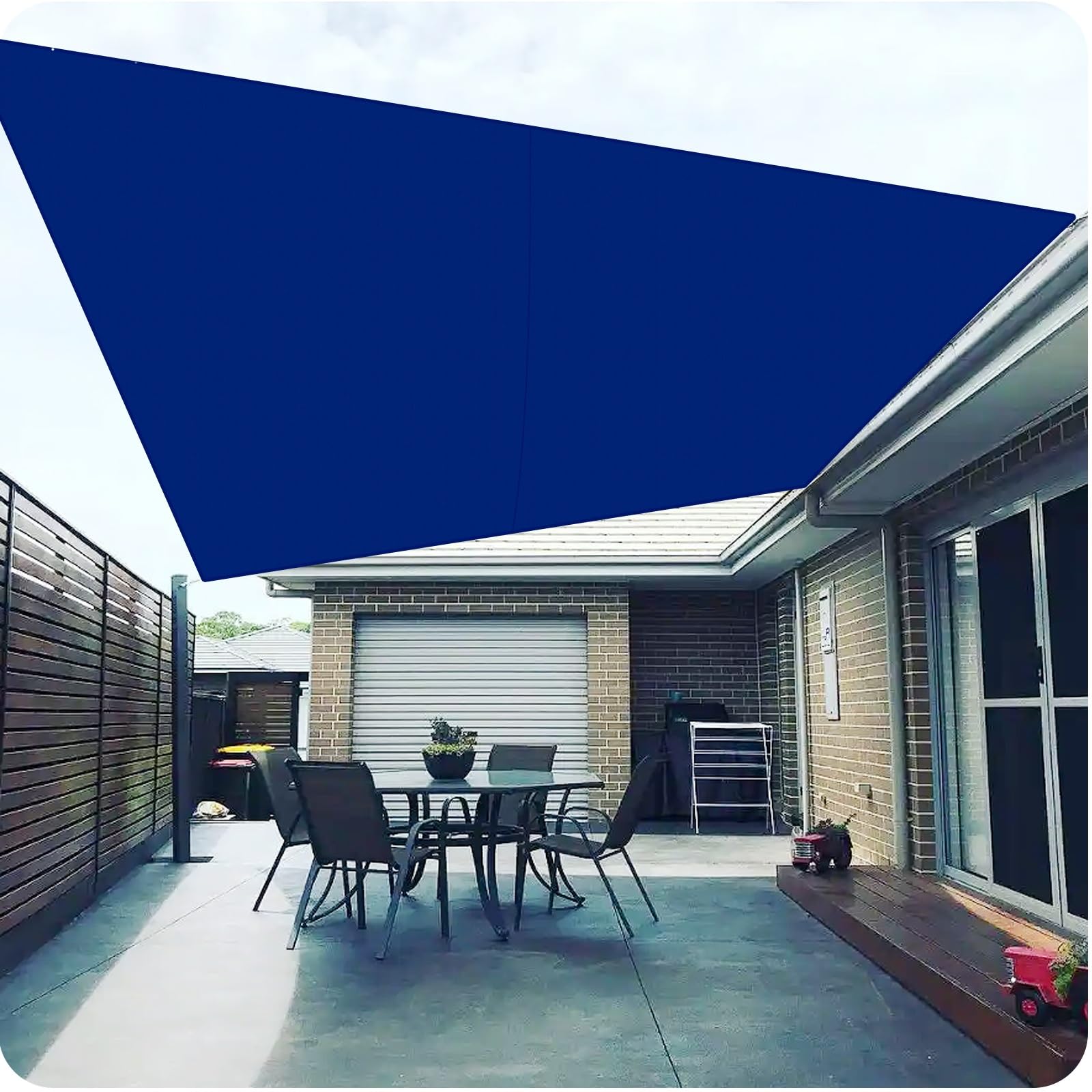 Voile d'ombrage extérieur bleu foncé bâche balcon contre le vent