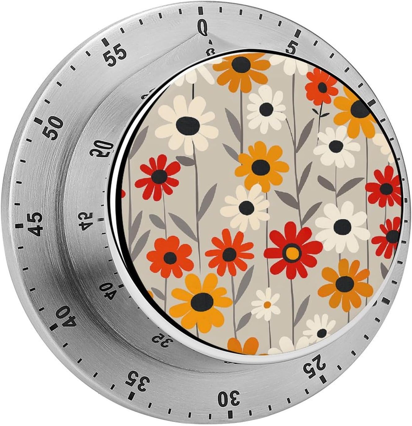 Retro Flower Design Kitchen Timers for Cooking,Meeting Timer Suitable for Home School Supplies, Study Tools, Desks, Office Desk Timers,Silent Operation