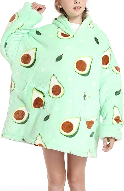 Pterygoid Oversized Blanket Hoodie, Sherpa Fleece Giant Hooded Sweatshirt, Fluffy & Warm Hoodie Blanket with Front Pocket for Kids Teenage