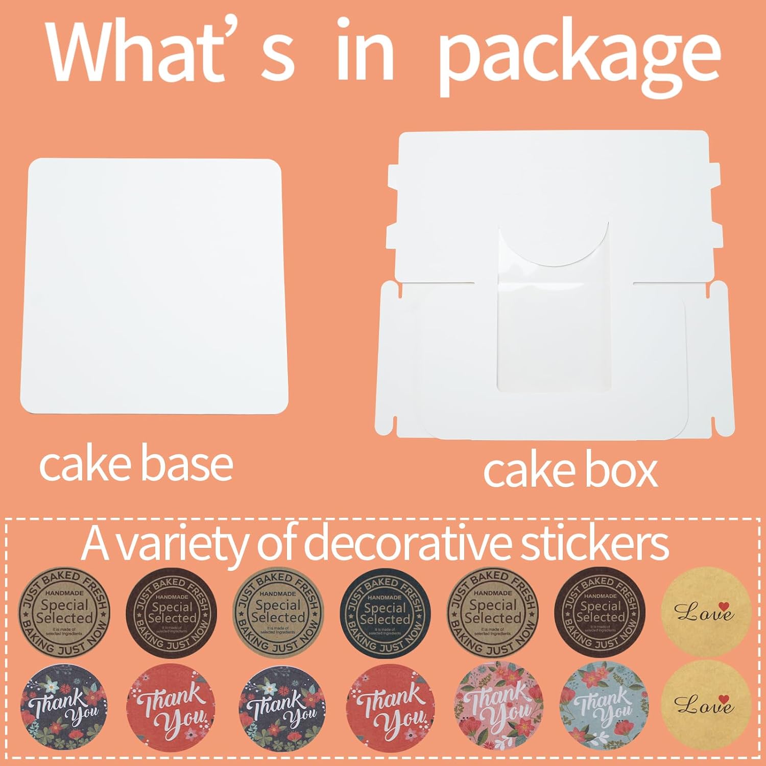 40Pcs 5×5×4 Inches Mini Cake Boxes-Solid White with Carry Handles and Cake Board-Suitable for Cakes up to 4 Inch,Cake Container,Pastries,Bakery Treats-Perfect for Celebrations and Gifts