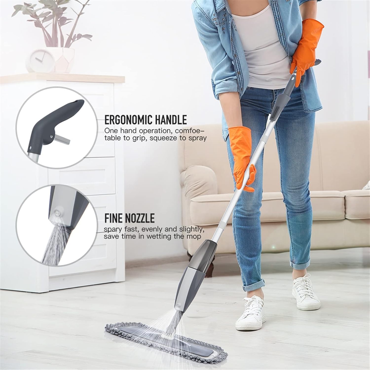 Microfiber Mop Spray Mop Sweeper Hand Push Type Broom Flat Mop, Household Multi-Function Mopping Machine Cleaning Lazy Sweep Mop All-in-one Machine Cleaning Tools