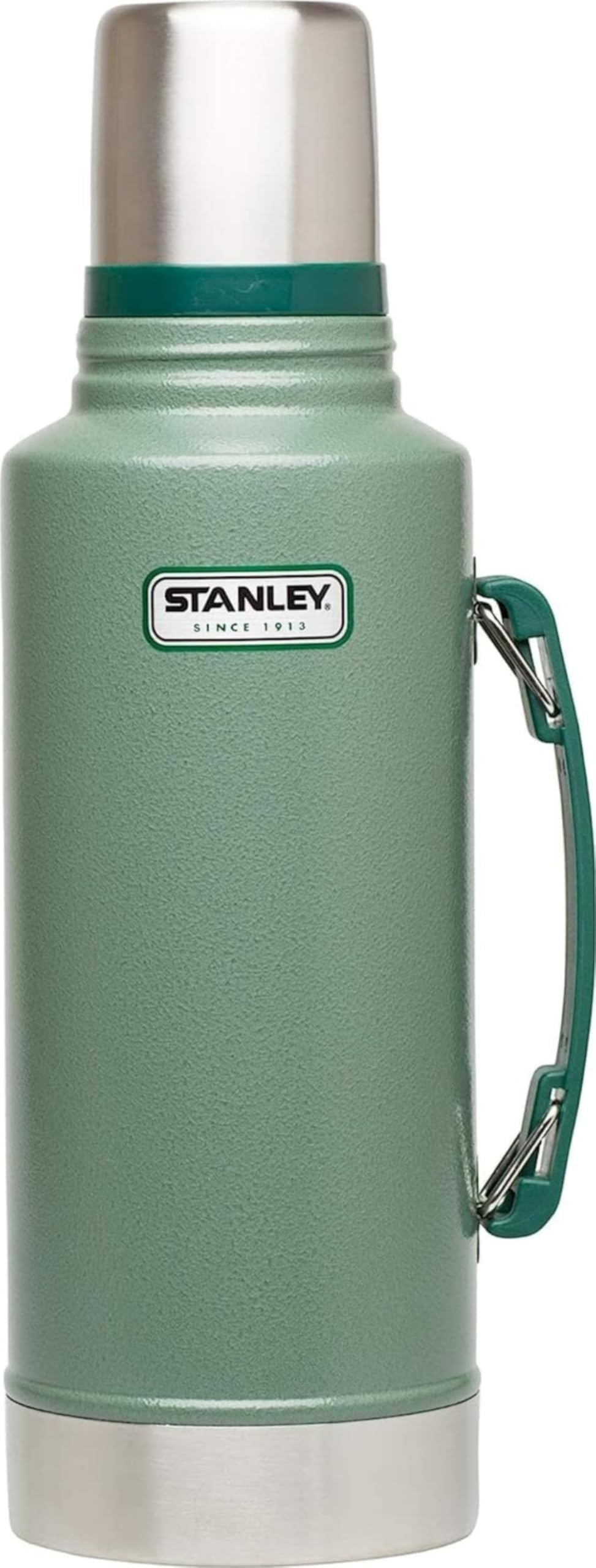 Heritage Classic Vacuum Bottle with Handle 2.0 qt | Wide Mouth with Leakproof Cup Lid | Keep Drinks Hot or Cold for Travel | Insulated Stainless Steel Thermal Bottle | Hammertone Green