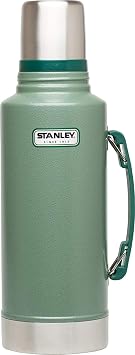 Stanley Heritage Classic Vacuum Bottle with Handle 2.0 qt | Wide Mouth with Leakproof Cup Lid | Keep Drinks Hot or Cold for Travel | Insulated Stainless Steel Thermal Bottle | Hammertone Green