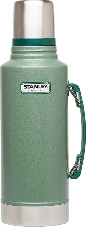 Stanley Heritage Classic Vacuum Bottle with Handle 2.0 qt | Wide Mouth with Leakproof Cup Lid | Keep Drinks Hot or Cold for Travel | Insulated Stainless Steel Thermal Bottle | Hammertone Green