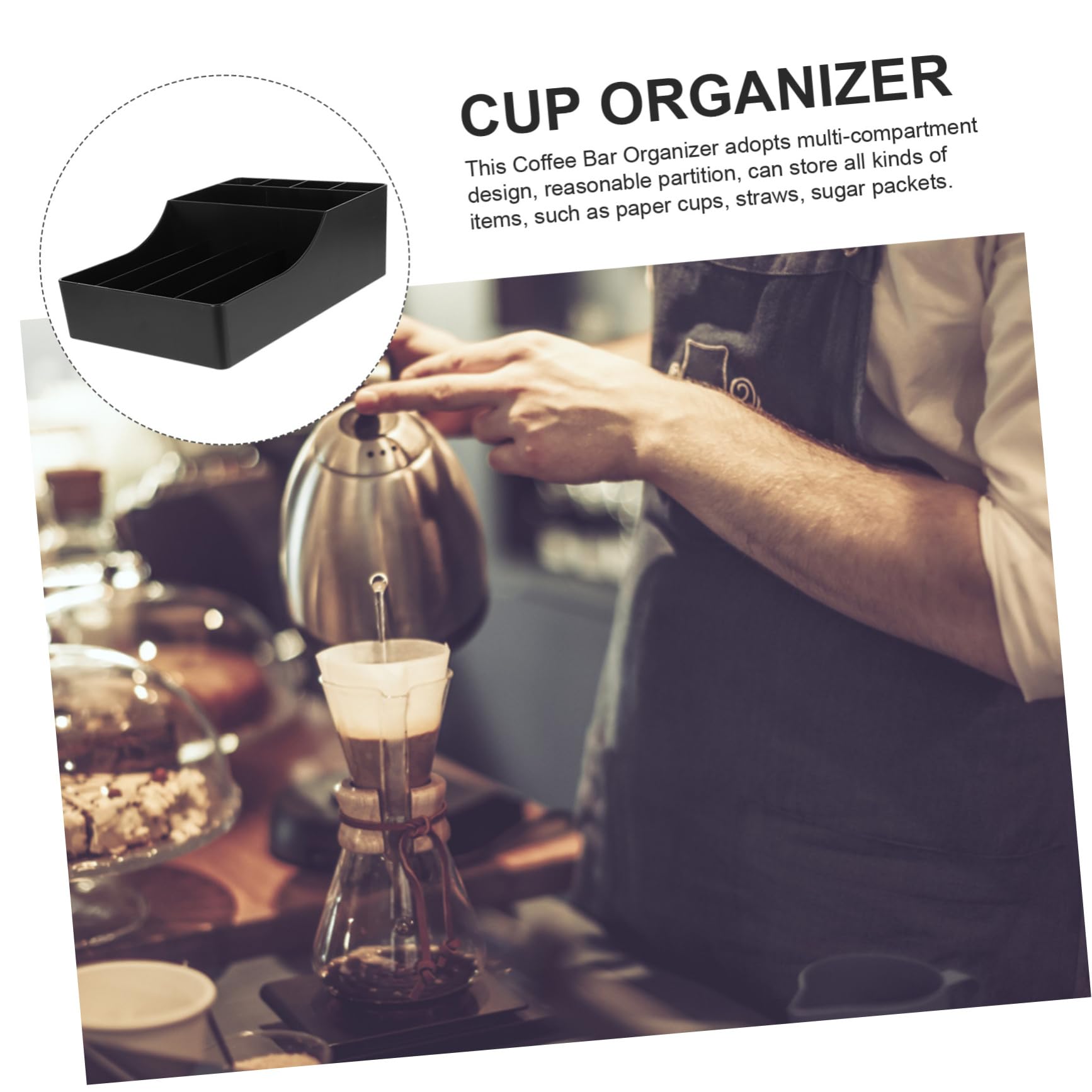 BESTYASH Kaffeebecherhalter aus Pp mit Serviettenhalter und Strohhalmhalter für Kaffeestationen Praktischer Organizer für Tee und Kaffeezubehör
