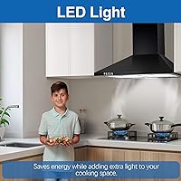 Vista 7 de SNDOAS Campana extractora de 24 pulgadas, 450 CFM Campana extractora negra para montaje en pared, Campana extractora de cocina convertible