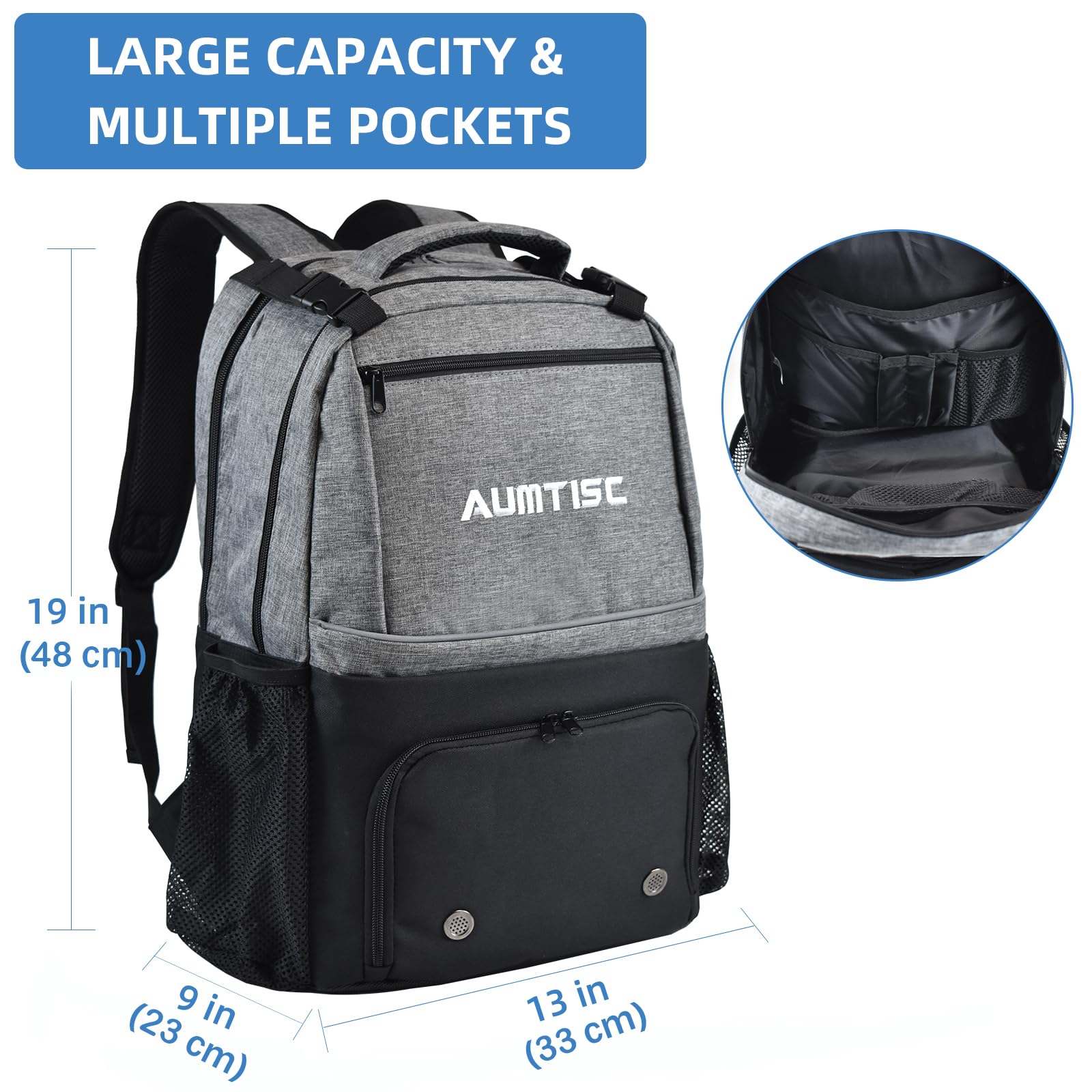 AUMTISC Tennisrucksack mit Schuhfach, Tennistasche mit 2 Schlägern für Damen und Herren, Pickleball-Paddeltaschen, Rucksäcke für Badminton, Squash große Kapazität multifunktionale Sporttasche