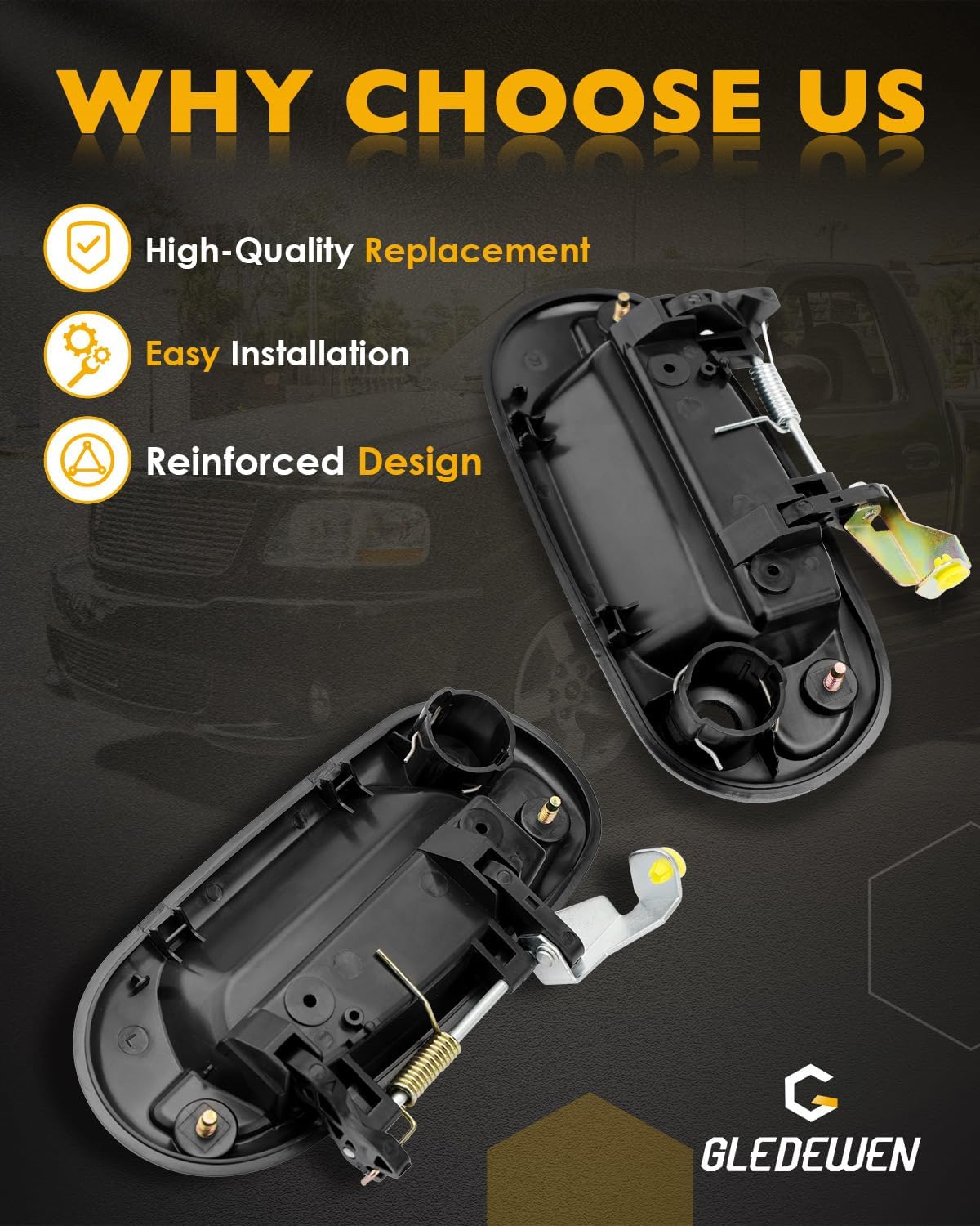 Exterior Door Handle Set (Pair), Compatible with 1997-2004 Ford F150 F250, 1998-2002 Lincoln Navigator, Outside Front Left Driver & Right Passenger Side w/ Keyhole, OE# 77136 77137 FO1310119 FO1311119