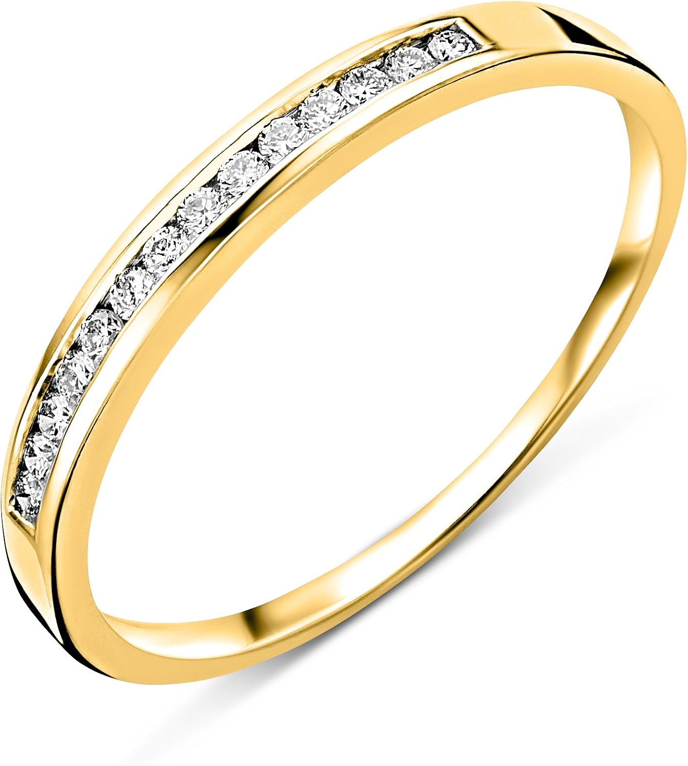Miore Womens Ring 18 Carat 750 Gold Diamond Brilliant 0.10 Carat Yellow Gold