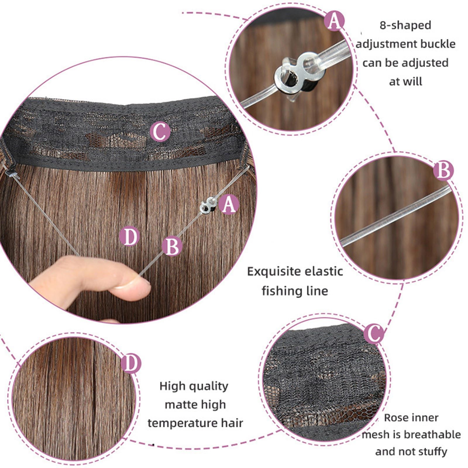 Invisible Wire Hair Extensions Friendly Synthetic Curly Hair Extension Wavy Hairpieces for Women 1025, FH001025 - Image 4