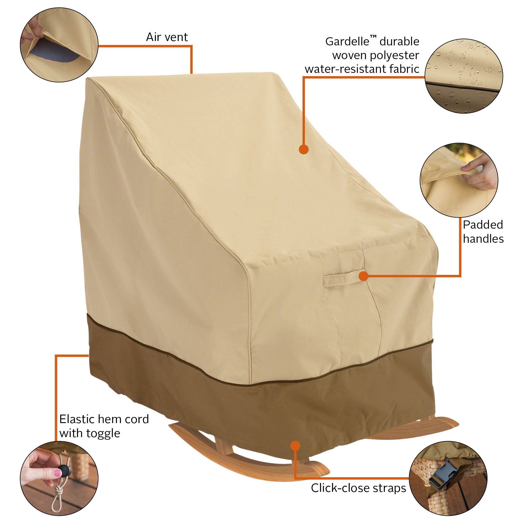 Copertura Per Sedia A Dondolo Da Esterno Classic Accessories Veranda - 80x100x80 Cm - Tessuto Gardelle Impermeabile E Antivento