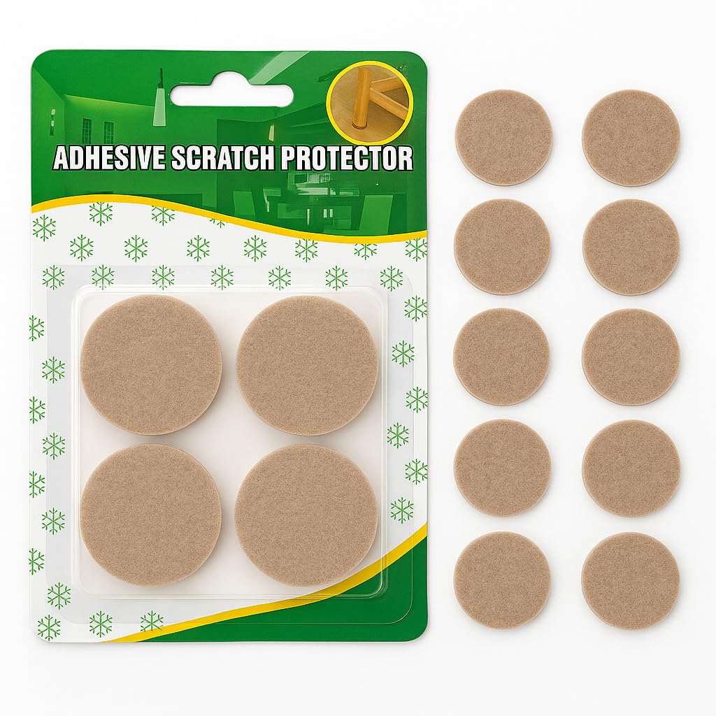 Burakh 16Pcs Self-Adhesive Felt Pads – 25Mm Round Furniture Floor Protectors For Chairs, Tables & Sofas – Anti-Scratch & Noise Reduction