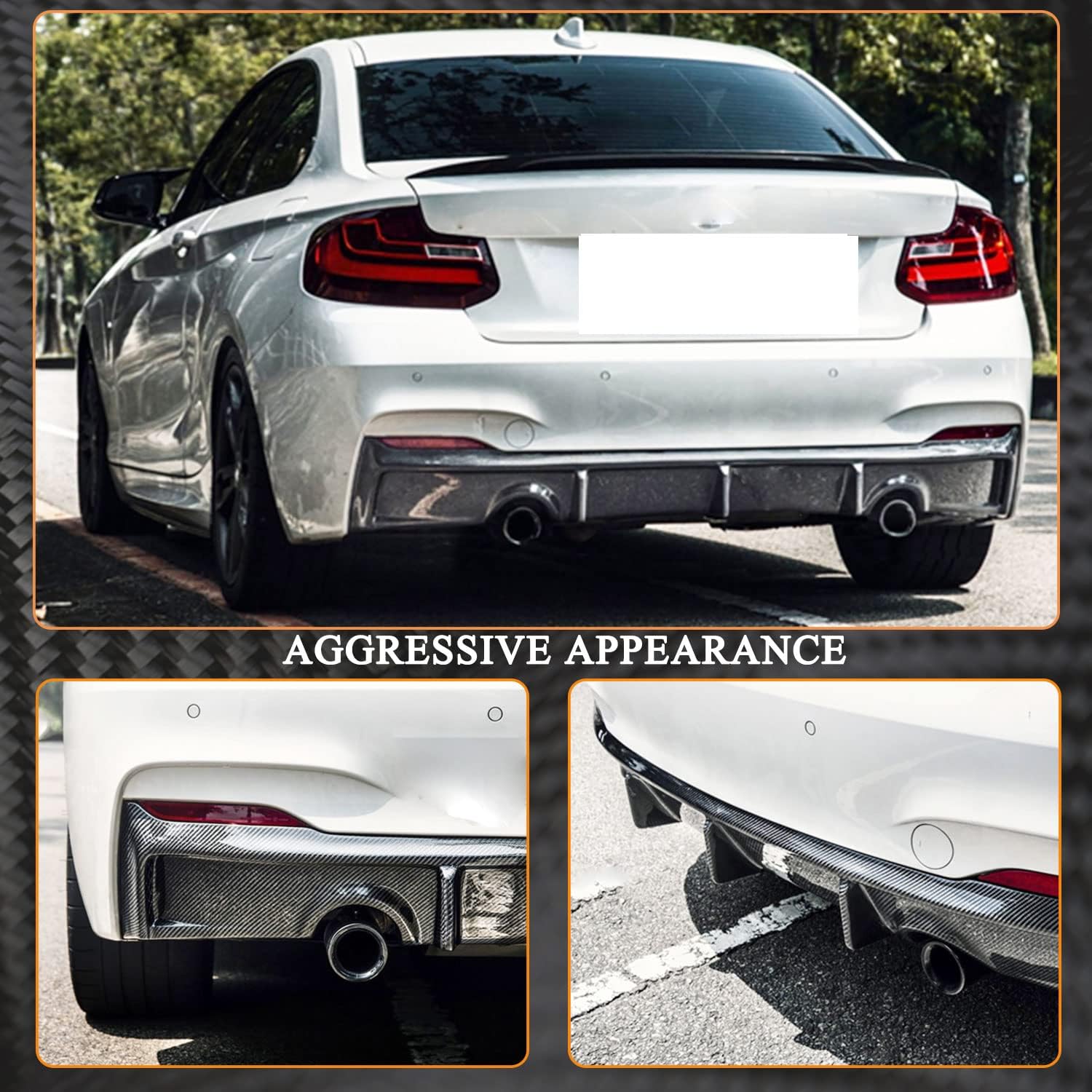 Carbon Fiber Rear Bumper Diffuser Fits for BMW 2 Series F22 F23 M Sport 220i 228i 230i 235i M-TECH 2Doors 2014-2018 Lower Bumper Lip Spoiler Body Kit