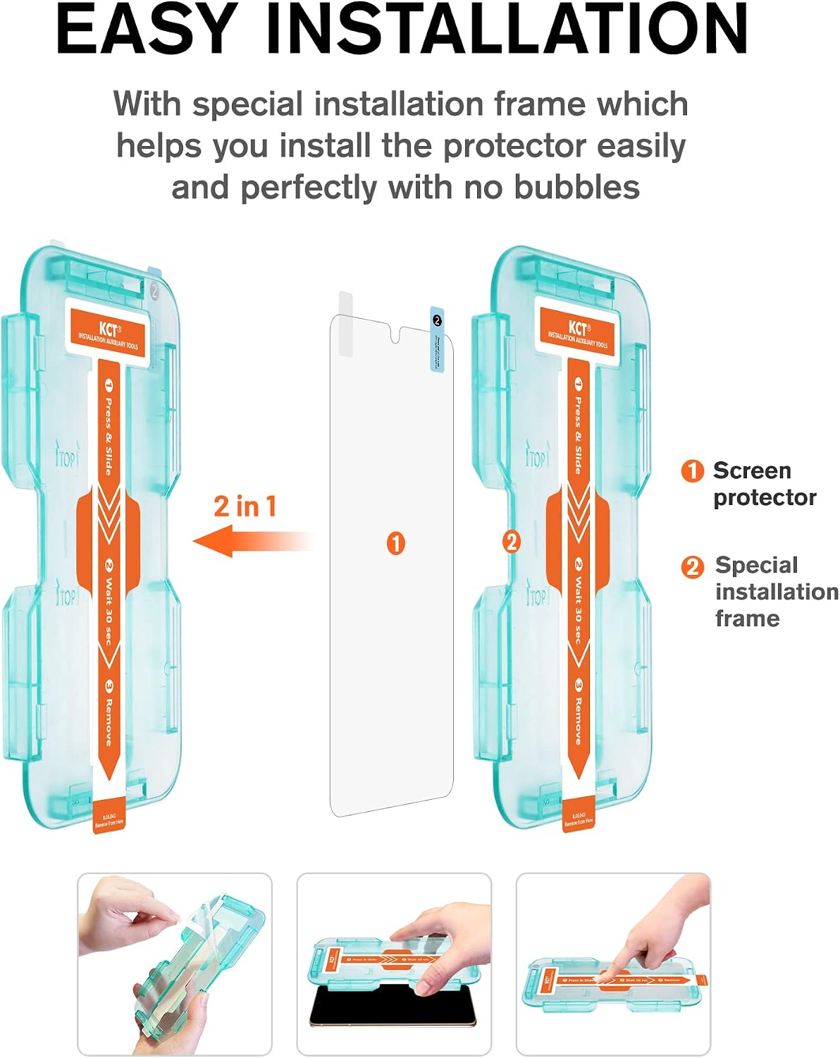 KCT Tempered Glass Screen Protector Compatible with Samsung Galaxy S22 Plus/Galaxy S22+ (6.6 Inch, 2022) [EZ Kit] [Automatic Alignment] - 2 Pack
