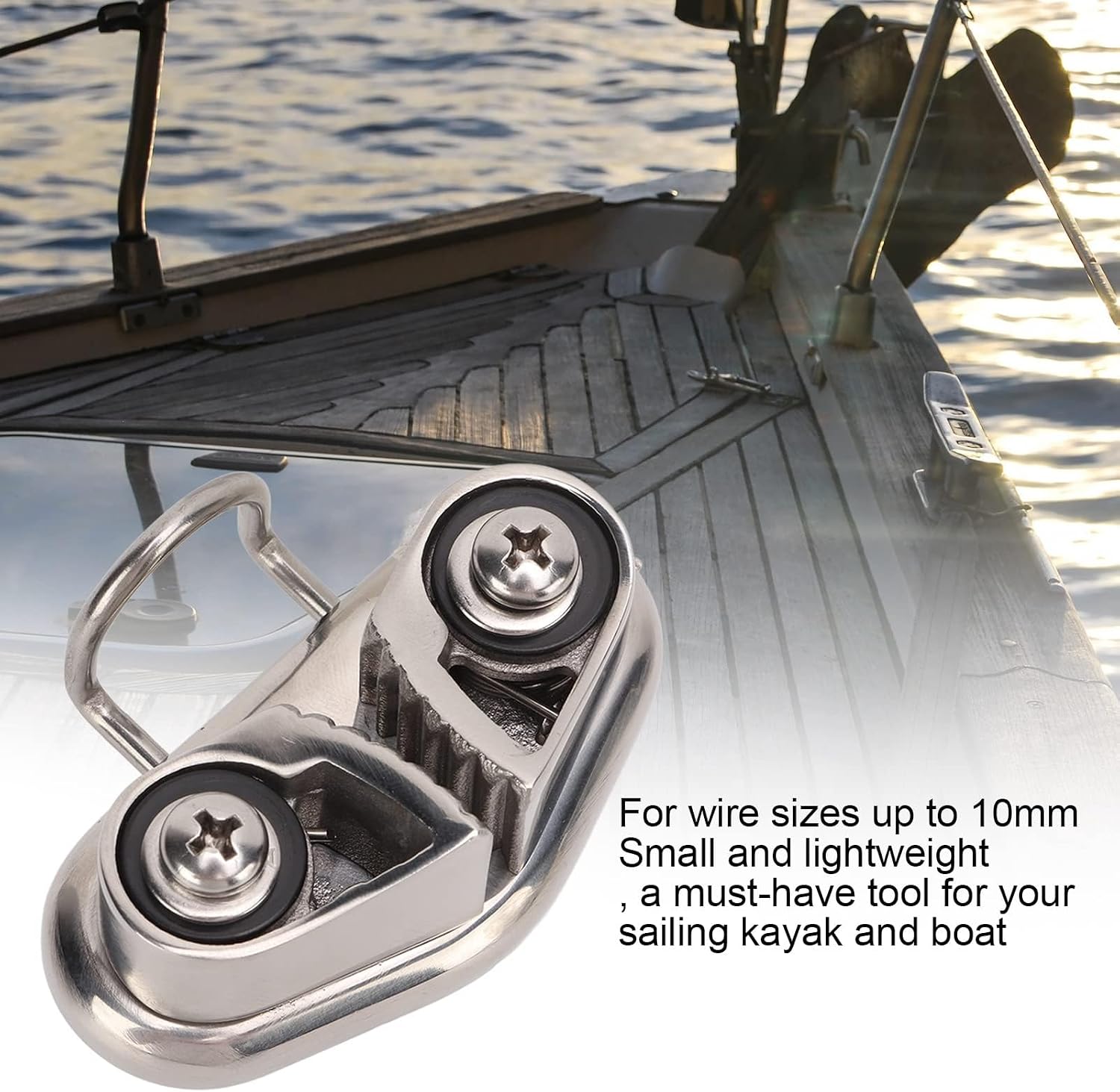 Aramox Boat Cam Cleat, Boat Cam Cleat with Wire Leading Ring Sailboat Pilates Equipment 316 Stainless Steel Mirror Polished for 10mm Rope