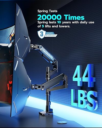 Miniatura 4 de ARES WING Soporte de monitor doble para apilamiento de monitor curvado ultra ancho y resistente, se adapta a 17-49 pulgadas, soporte vertical de