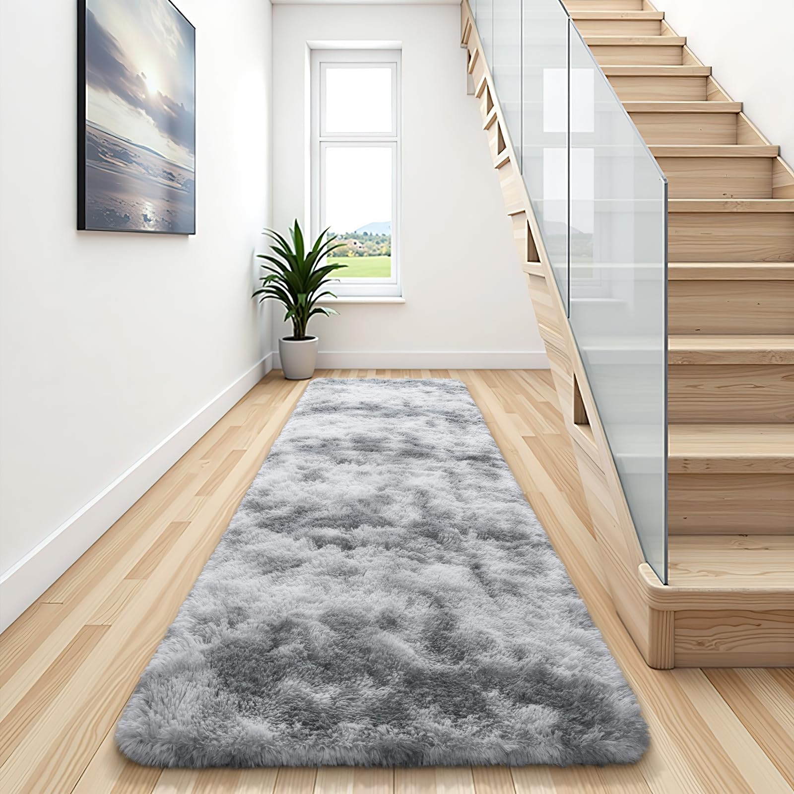 BENRON Soft Runner Rugs for Bedroom 2x8, Washable Long Runners for Hallway Entryway Kitchen Dorm, Fluffy Throw Rug for Kids Girls Room Decor Photo
