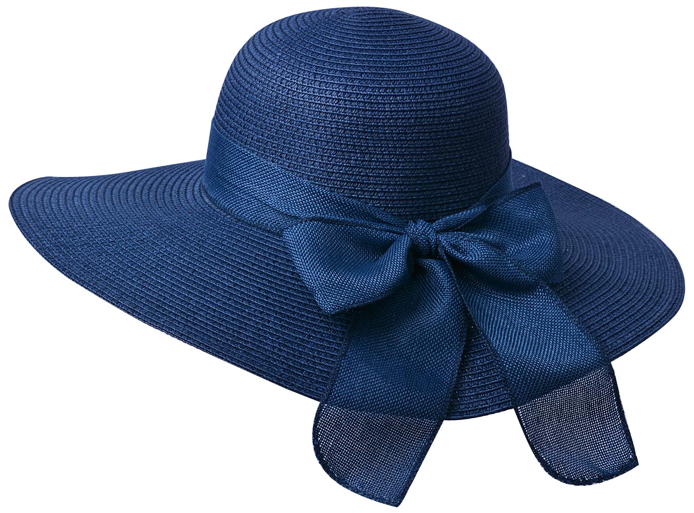 Cappello da Sole da Donna scanalatura in Paglia, Cappello Estivo con Fiocco, Cappello da Spiaggia, Cappello a Tesa Larga, Cappello floscio