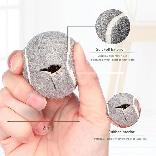 Miniatura 36 de Macarrie 16 pelotas de tenis precortadas para sillas, sillas de pelota de tenis, cubiertas de pies para patas de muebles para aula, protección